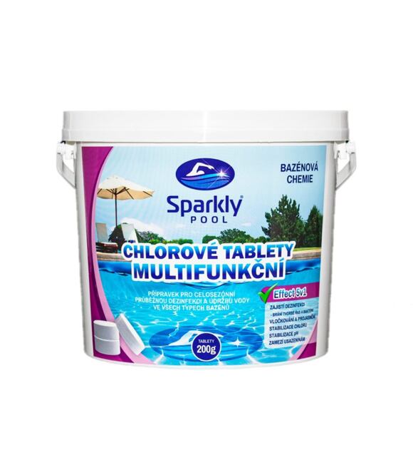 Sparkly POOL Chlórové tablety do bazéna 5v1 multifunkčné 200g 3 kg